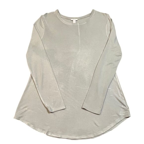 Daily Ritual Sage Super Soft Terry Long Sleeve Shirt With Shirttail Hem SIZE-XL - Picture 2 of 7